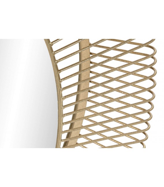 Bonito espejo redondo de metal acabado en oro de estilo art decó mdmhogar