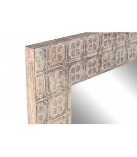Espejo de pared rectangular, madera de mango serigrafiada en blanco