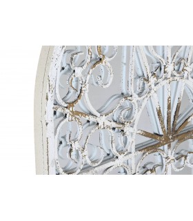 Espejo artesanal metal acabado, blanco envejecido, efecto ventana mdmhogar