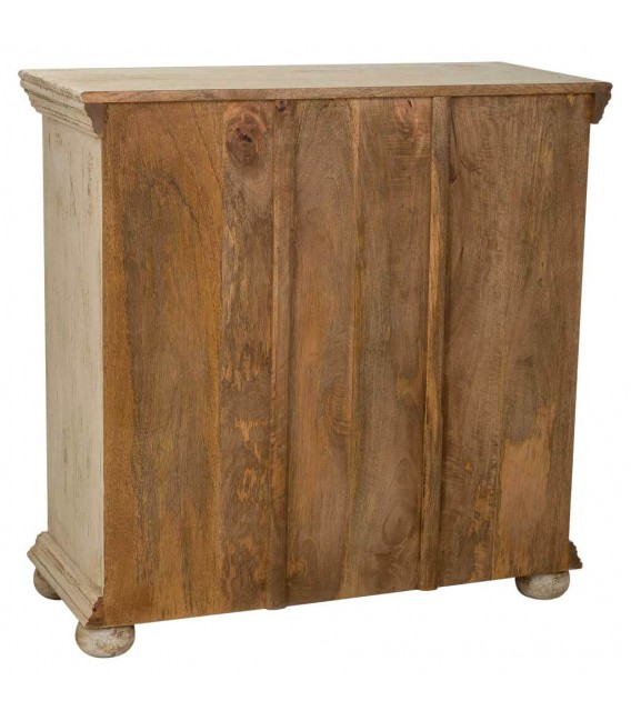 Taquillón madera maciza de mango acabado crema patinado