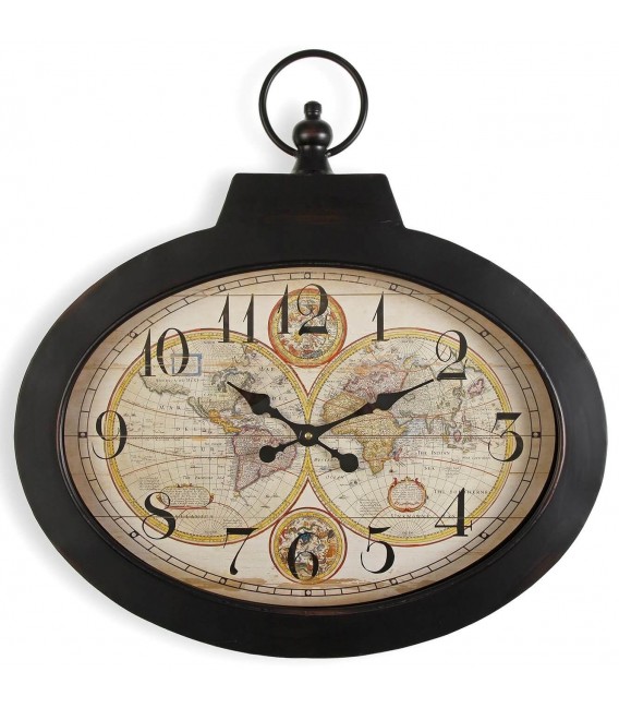 Reloj de pared grande metal negro mdmhogar