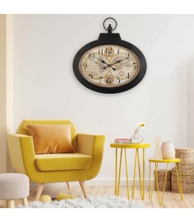 Reloj de pared grande metal negro mdmhogar