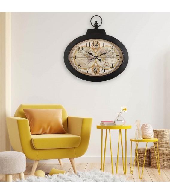 Reloj de pared grande metal negro mdmhogar