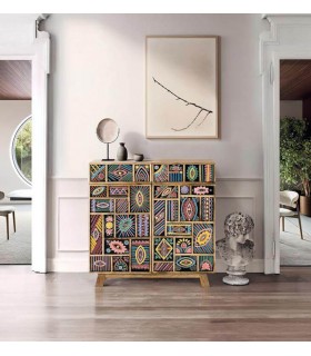 Aparador pequeño madera de mango pintado a mano mdmhogar