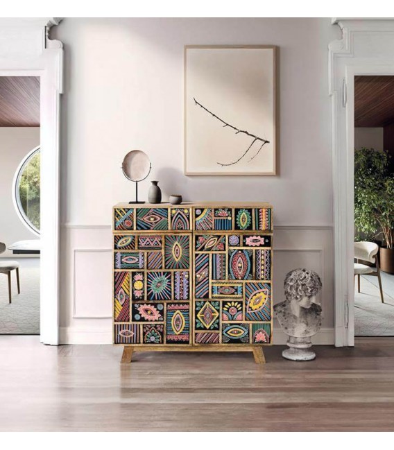 Aparador pequeño madera de mango pintado a mano mdmhogar