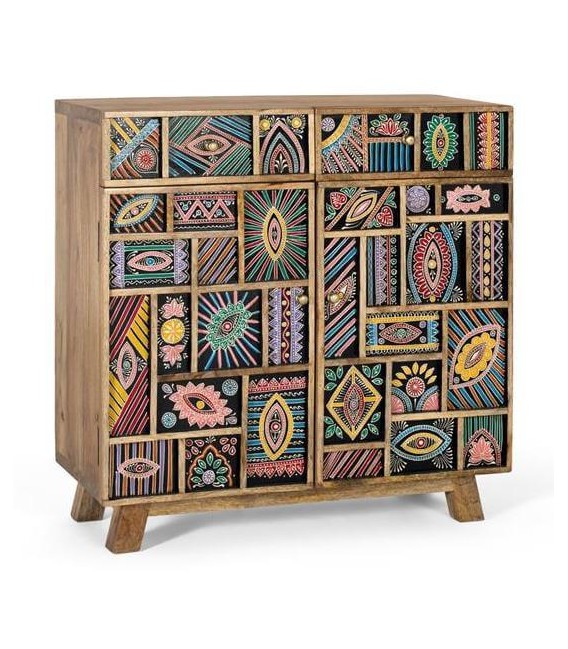 Aparador pequeño madera de mango pintado a mano mdmhogar