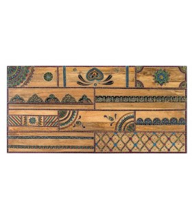 Cabecero matrimonio madera maciza detalles pintados a mano mdmhogar