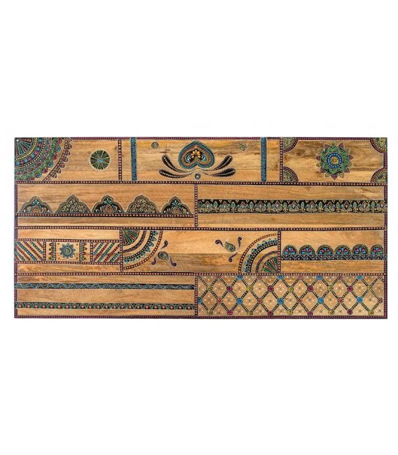 Cabecero matrimonio madera maciza detalles pintados a mano mdmhogar