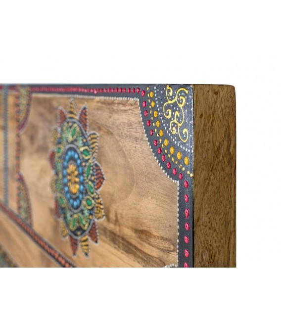 Cabecero matrimonio madera maciza detalles pintados a mano mdmhogar