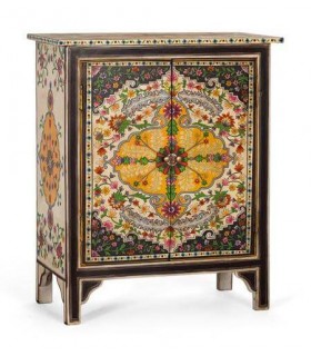 Taquillón madera maciza detalles pintados a mano mdmhogar