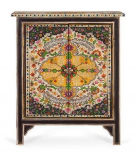 Taquillón madera maciza detalles pintados a mano mdmhogar