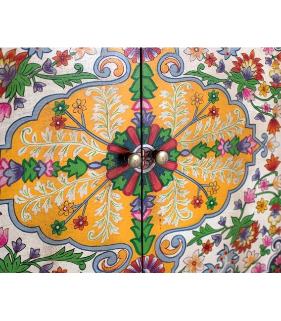 Taquillón madera maciza detalles pintados a mano mdmhogar