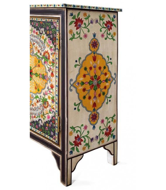 Taquillón madera maciza detalles pintados a mano mdmhogar