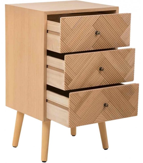 Mesita de noche madera de paulonia natural, mdmhogar