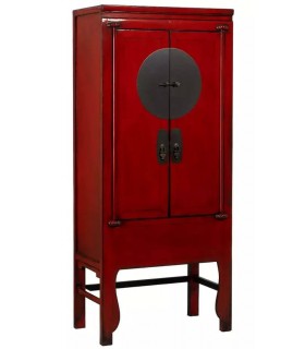 Armario alacena pino reciclado lacado en rojo patinado en negro