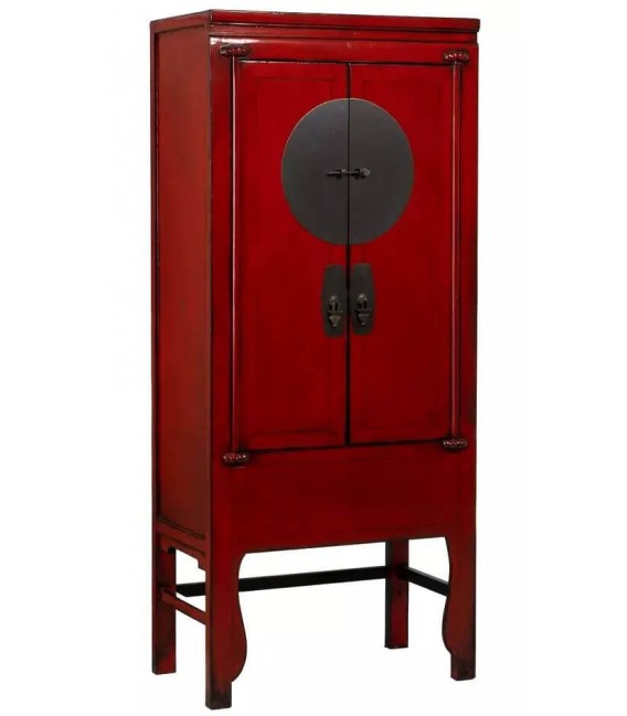 Armario alacena pino reciclado lacado en rojo patinado en negro