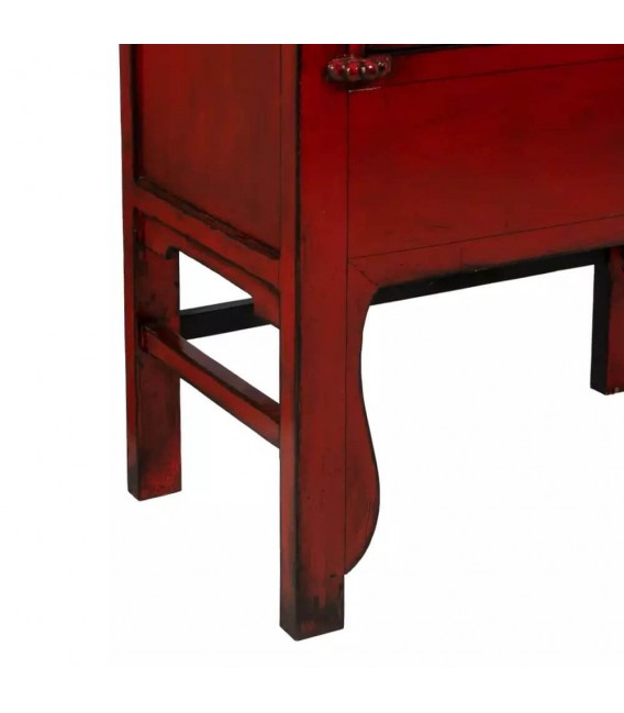 Armario alacena pino reciclado lacado en rojo patinado en negro