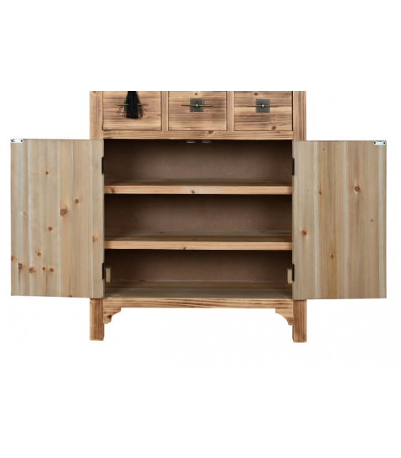 Taquillón estilo oriental madera de abeto natural tiradores bronce