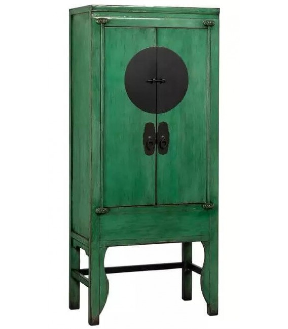 Armario alacena estilo oriental pino reciclado lacado en verde