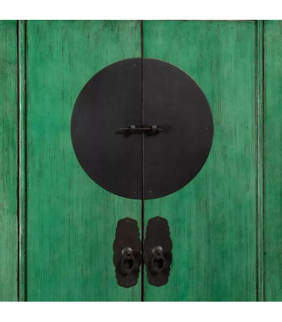 Armario alacena estilo oriental pino reciclado lacado en verde