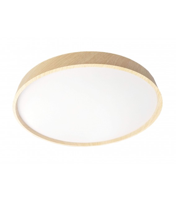 Plafón redondo mediano realizado en metal imitación roble natural mdmhogar