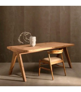 Mesa de comedor rectangular grande estilo rústico madera pino natural mdmhogar