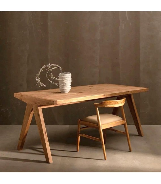 Mesa de comedor rectangular grande estilo rústico madera pino natural mdmhogar