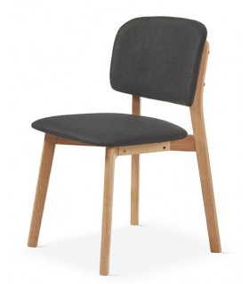 Silla estilo nórdico muy cómoda madera natural textil gris oscuro mdmhogar