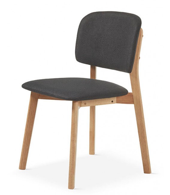 Silla estilo nórdico muy cómoda madera natural textil gris oscuro mdmhogar