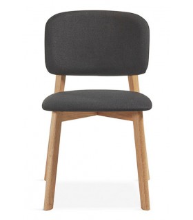 Silla estilo nórdico muy cómoda madera natural textil gris oscuro mdmhogar