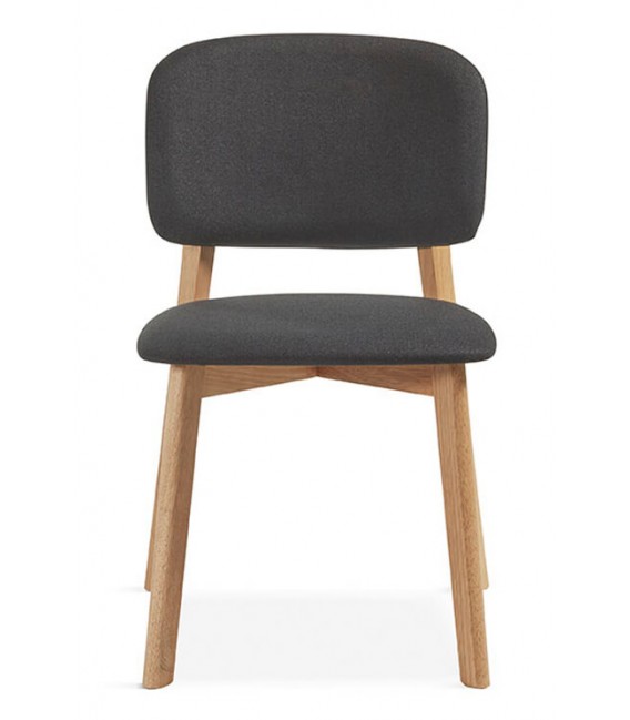 Silla estilo nórdico muy cómoda madera natural textil gris oscuro mdmhogar