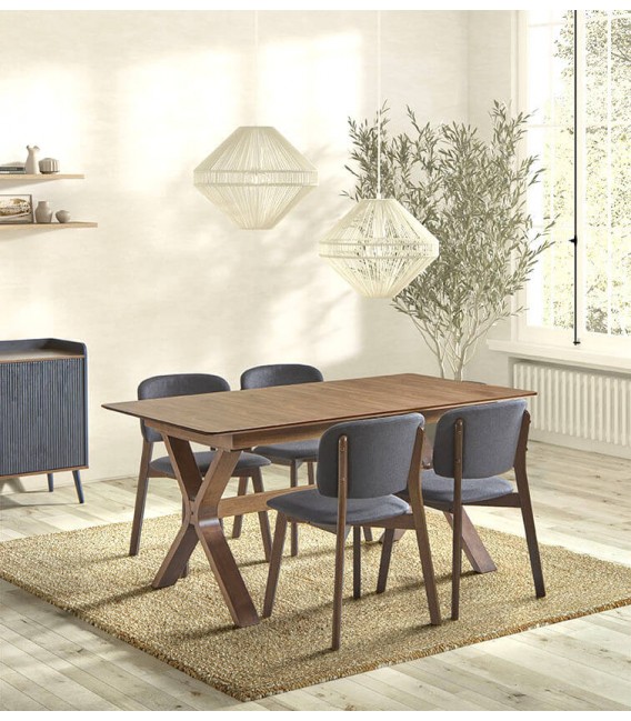 Silla muy cómoda madera color nogal tapizado color gris oscuro mdmhogar