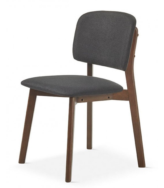 Silla muy cómoda madera color nogal tapizado color gris oscuro mdmhogar