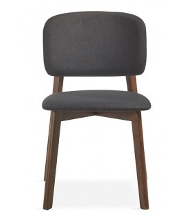 Silla muy cómoda madera color nogal tapizado color gris oscuro mdmhogar