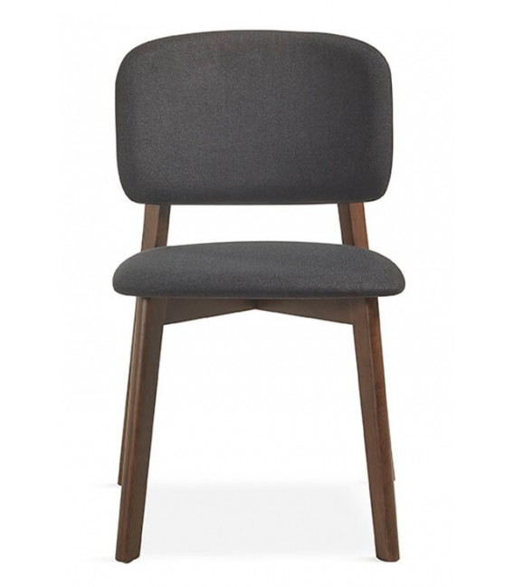 Silla muy cómoda madera color nogal tapizado color gris oscuro mdmhogar