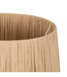 Lámpara de sobremesa cerámica color crema pantalla fibras naturales mdmhogar