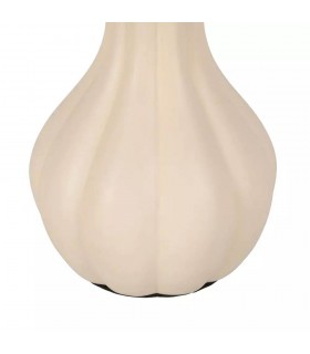 Lámpara de sobremesa grande cerámica crema pantalla fibras naturales mdmhogar