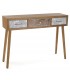 Consola con 3 cajones serigrafiados en madera natural estilo chic.