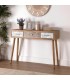 Consola con 3 cajones serigrafiados en madera natural estilo chic.  Mdmhogar