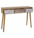 Consola con 3 cajones serigrafiados en madera natural estilo chic. 1