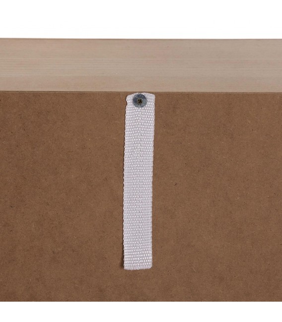 Consola con 3 cajones serigrafiados en madera natural estilo chic. 4