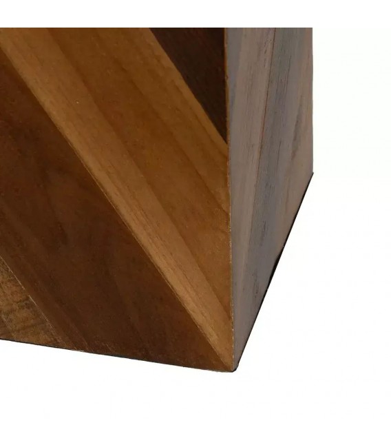 Lámpara de sobremesa base madera reciclada pantalla de lino beige mdmhogar