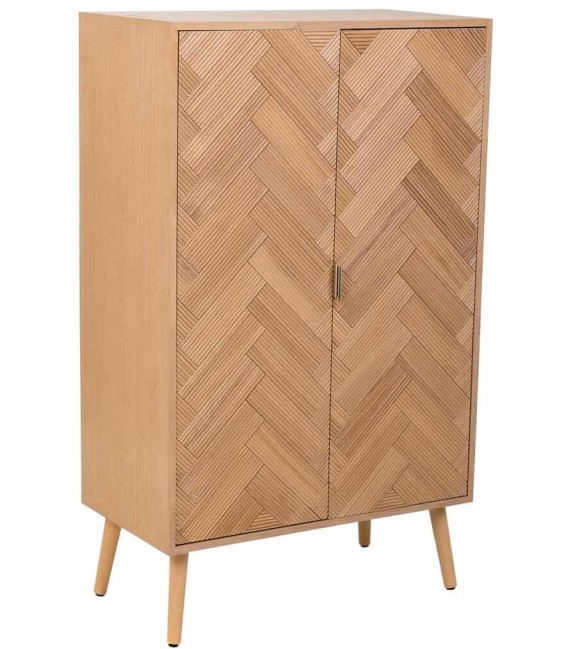 Armario bajo madera de paulonia natural frentes a listonados