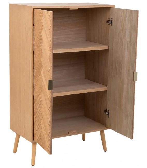 Armario bajo madera de paulonia natural frentes a listonados