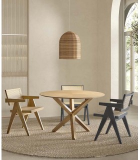 Mesa de comedor redonda grande madera natural  mdmhogar