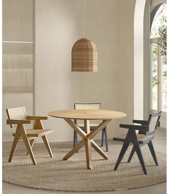 Mesa de comedor redonda grande madera natural  mdmhogar