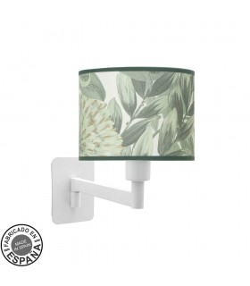 Aplique de pared brazo orientable metal blanco estampado verde mdmhogar