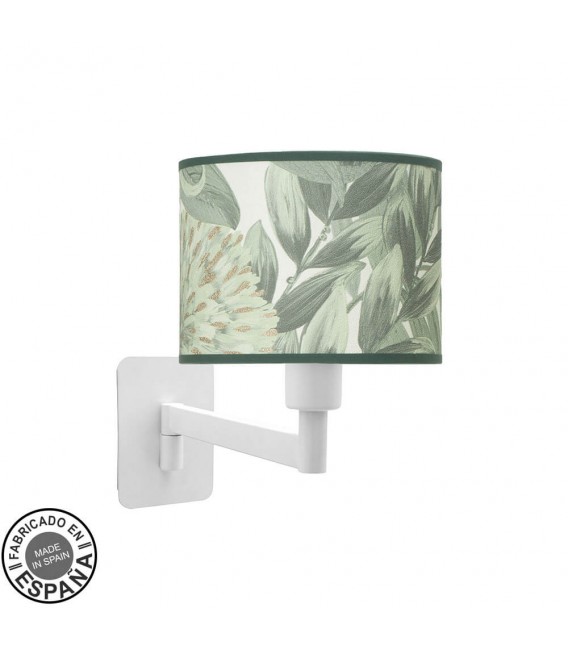 Aplique de pared brazo orientable metal blanco estampado verde mdmhogar