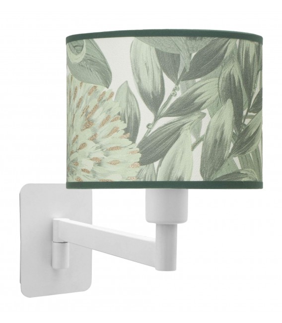 Aplique de pared brazo orientable metal blanco estampado verde mdmhogar