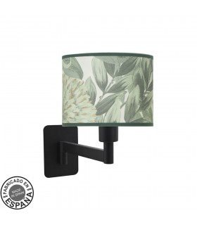 Aplique de pared orientable metal negro estampado verde mdmhogar